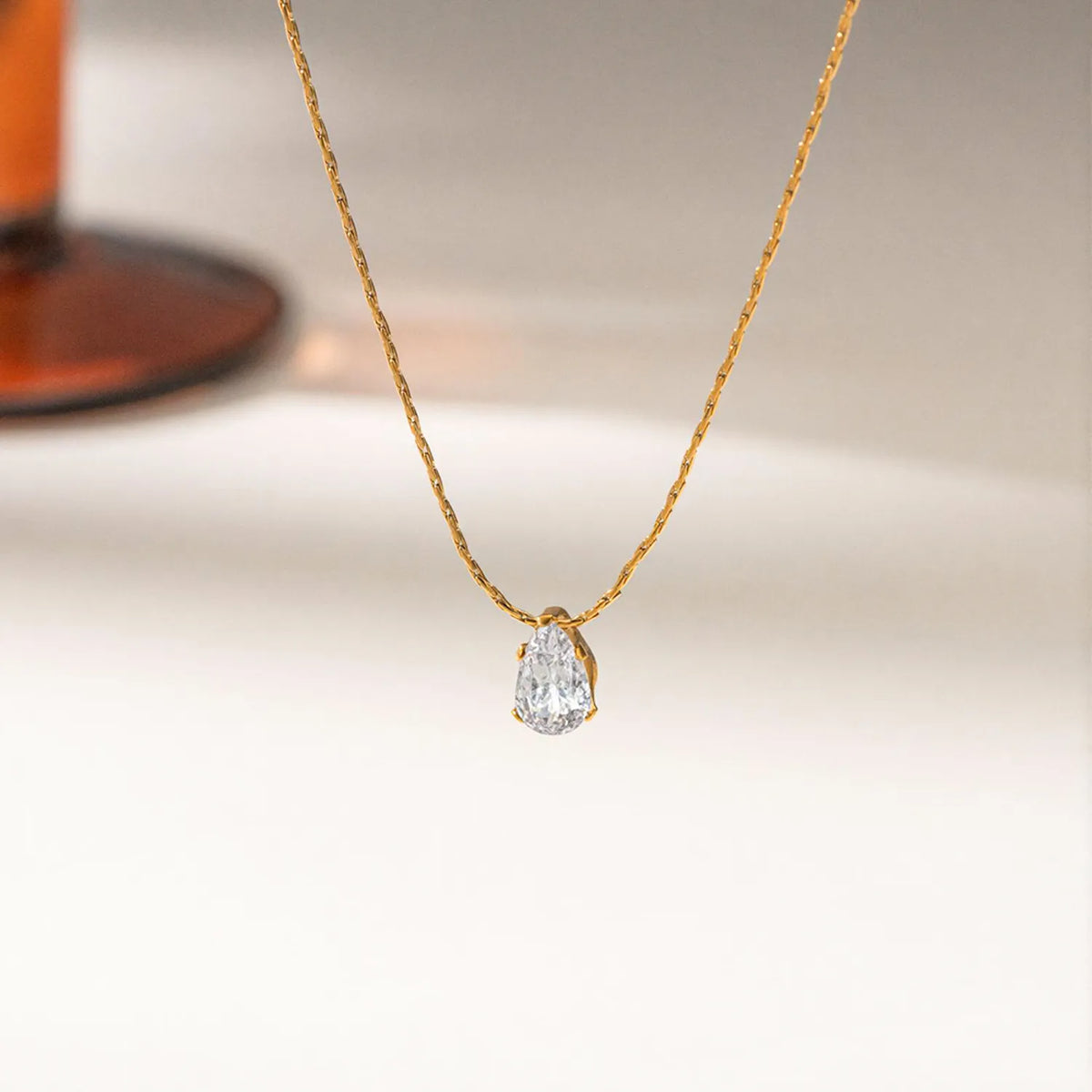 Cadena de gota de cristal - Dorado