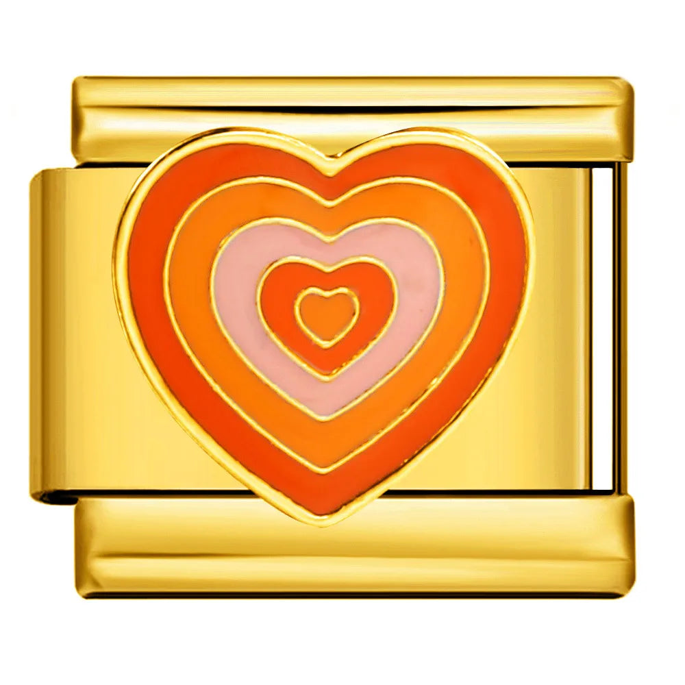Charm - Corazon rosa, naranja y rojo