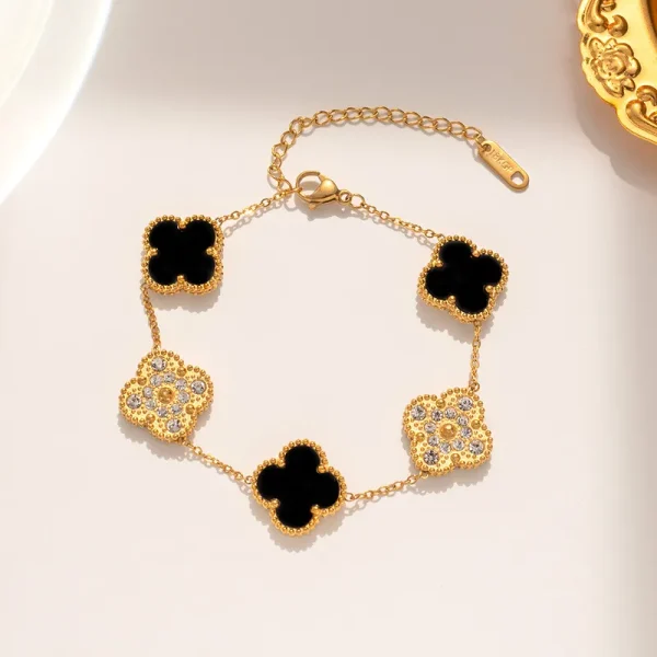 Pulsera Van Cleef Doble Cara - Negro