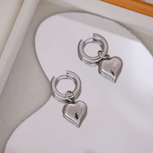 Zarcilos 2 en 1 con corazon colgante - Imagen 2