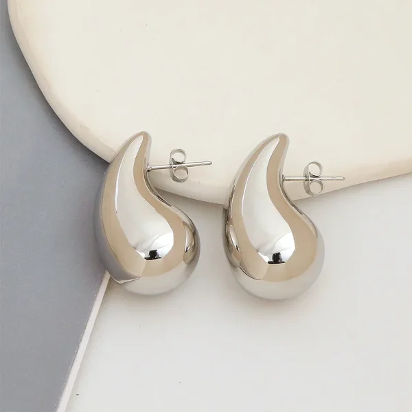 Argollas de gotas grandes - Plateado