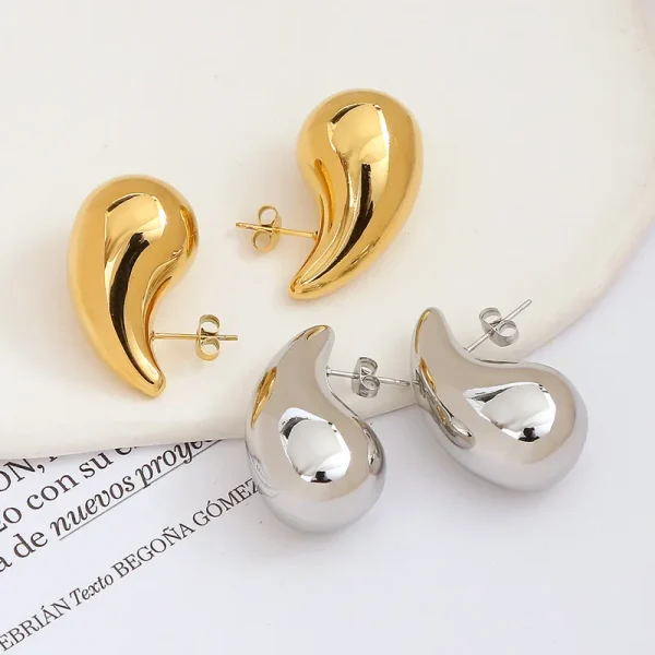 Argollas de gotas grandes - Doradas - Imagen 2
