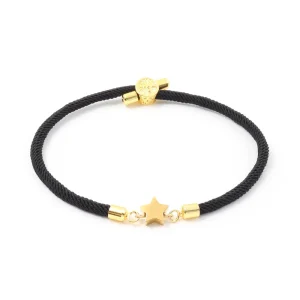 Pulsera de cordón con estrella - Negro