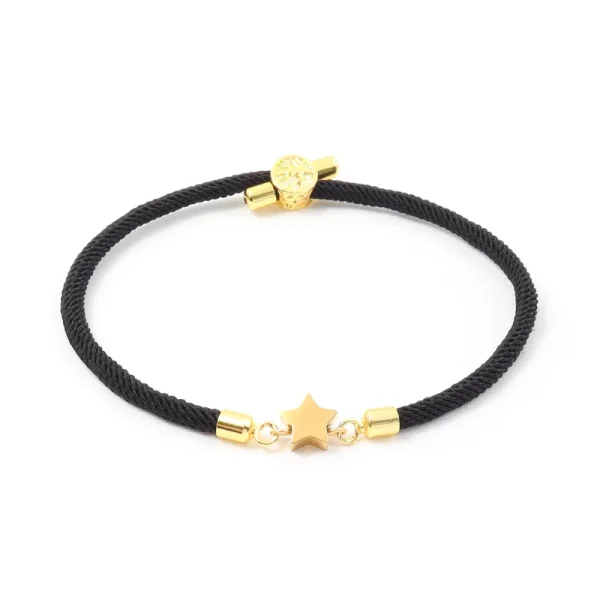 Pulsera de cordón con estrella - Negro