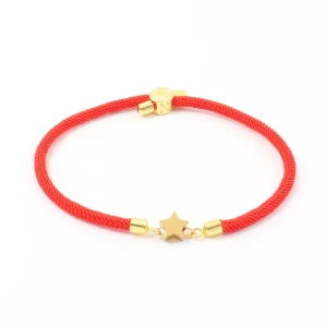 Pulsera de cordón con estrella - Rojo