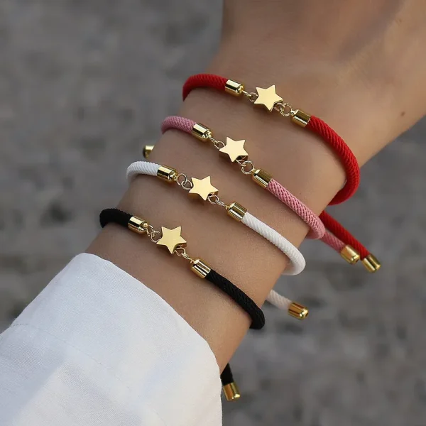 Pulsera de cordón con estrella - Rosa - Imagen 2