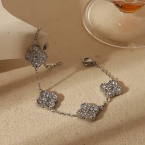 Pulsera Van Cleef de cristales - Plateado