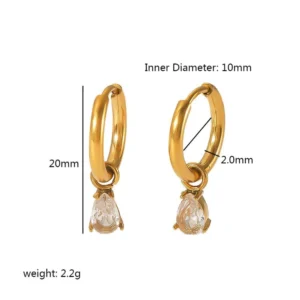 Argollas 2 en 1 con gota de cristal