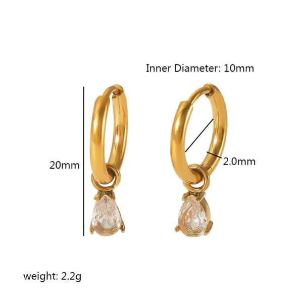 Argollas 2 en 1 con gota de cristal