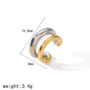 Earcuff doble - Plateado con dorado
