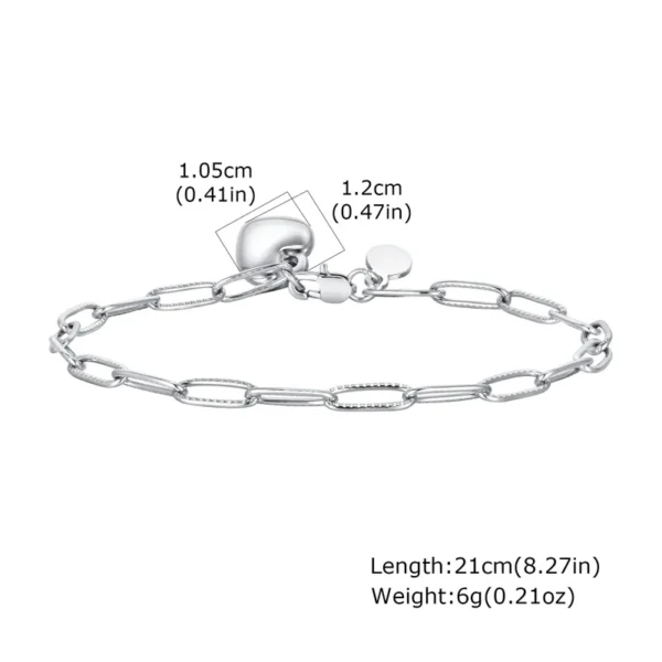 Pulsera de eslabones con corazon colgante - Plateada - Imagen 2