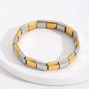 Brazalete italiano plateado con dorado