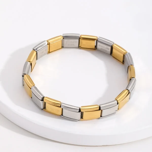 Brazalete italiano plateado con dorado