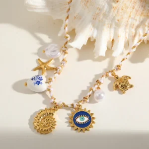Cadena de poliester Blanco con Azul