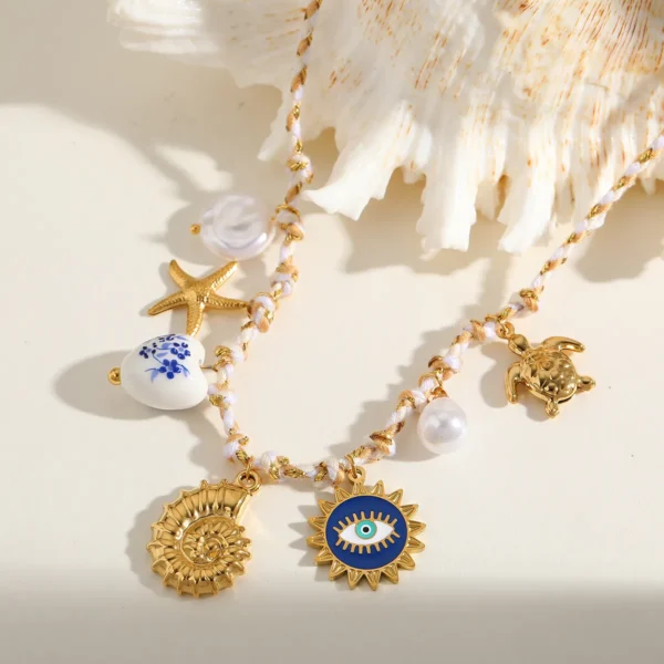 Cadena de poliester Blanco con Azul